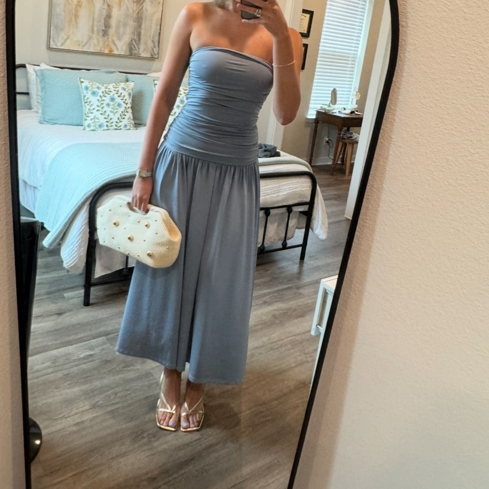 Dusty blue midi dress - Picture 4 of 5